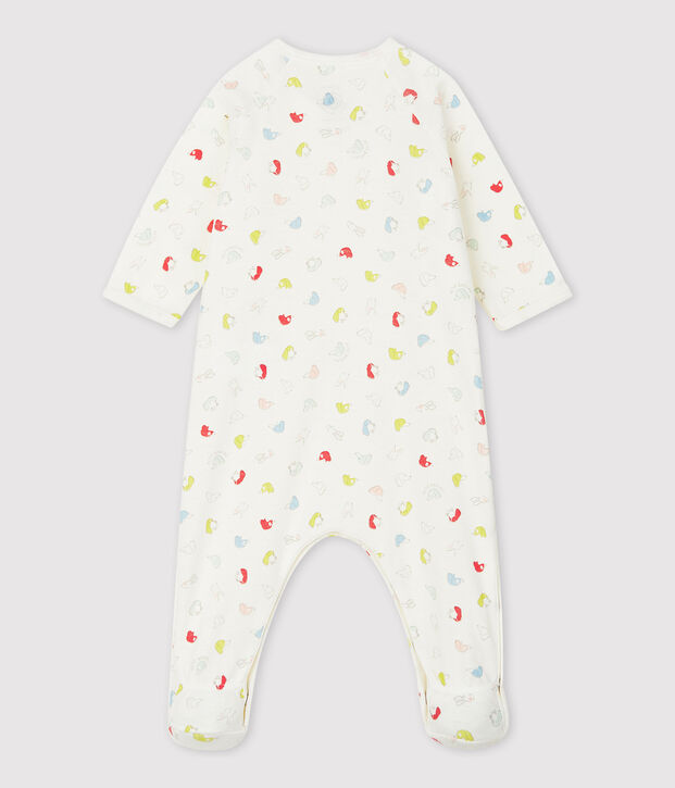 Pijama enterizo de perritos de colores de beb&eacute; de algod&oacute;n ecol&oacute;gico blanco/multicolor
