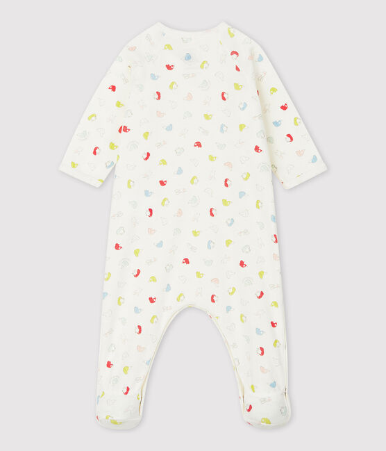 Pijama enterizo de perritos de colores de bebé de algodón ecológico blanco MARSHMALLOW/blanco MULTICO