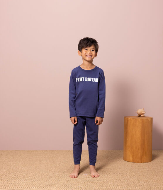 Pijama Petit Bateau de algodón para niño/niña azul CHALOUPE
