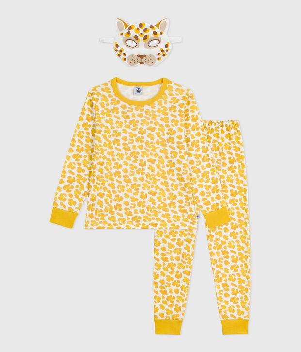 Pijama tipo disfraz infantil de algod&oacute;n con estampado de leopardo blanco/multicolor