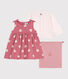 Conjunto de dos piezas de algodón con cárdigan liso y vestido estampado para bebé