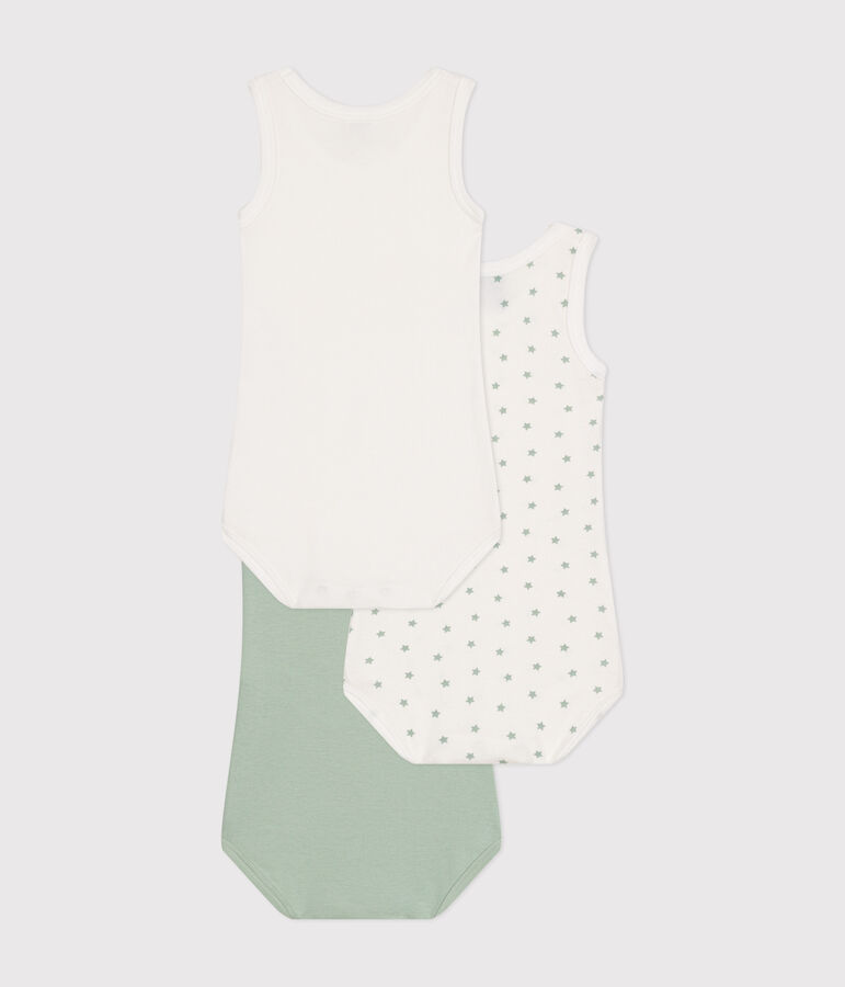 Juego de 3 bodis de algod&oacute;n sin mangas para beb&eacute; multicolor