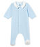 Pelele de terciopelo de algodón liso para bebé niño azul FRAICHEUR