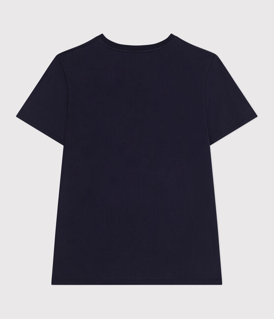 Camiseta Recta de algodón liso para mujer azul SMOKING