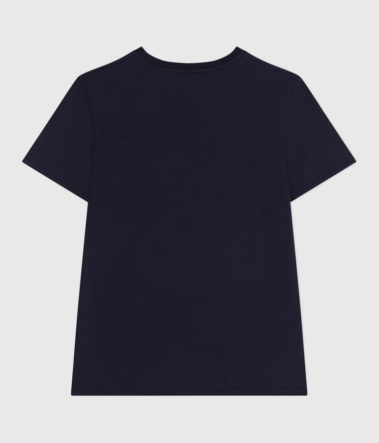 Camiseta Recta de algod&oacute;n liso para mujer azul