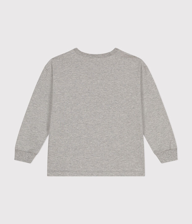 Camiseta de punto fino de manga larga para ni&ntilde;o gris