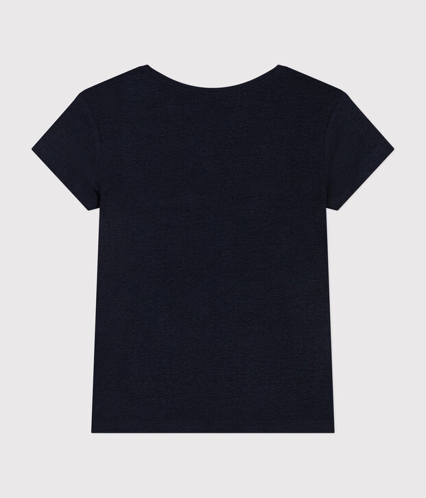 Camiseta LA RECTA de algod&oacute;n con cuello redondo para mujer azul