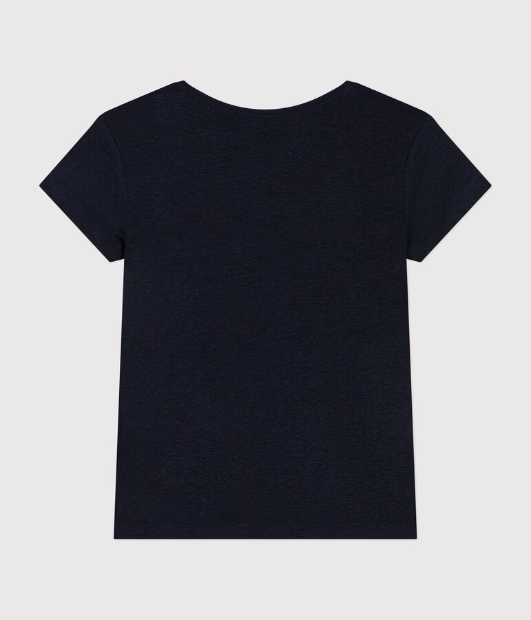 Camiseta LA RECTA de algod&oacute;n con cuello redondo para mujer azul