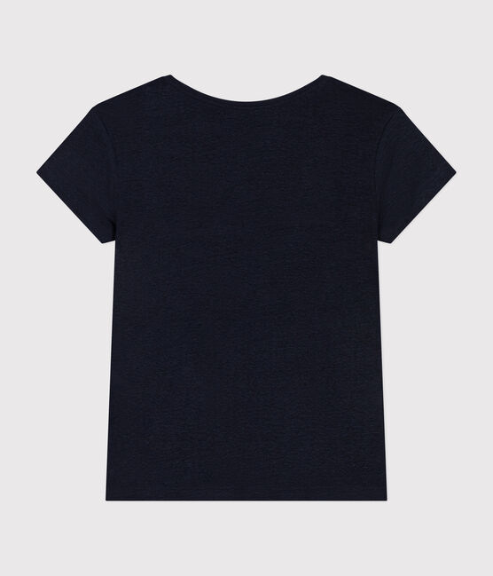 Camiseta LA RECTA de algodón con cuello redondo para mujer azul SMOKING