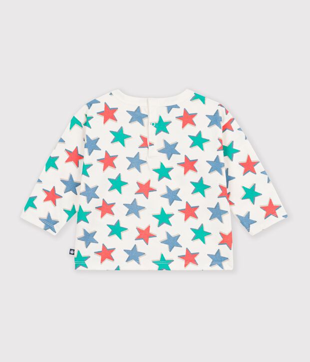 Camiseta de algod&oacute;n de manga larga con estampado de estrellas para beb&eacute; crudo/multicolor