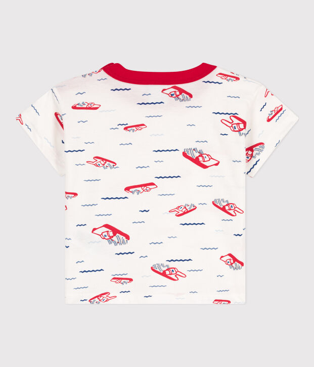 Camiseta estampada de manga corta de punto para beb&eacute; blanco/multicolor