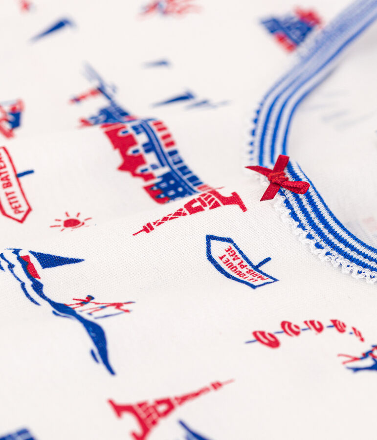 Pijama corto Par&iacute;s de algod&oacute;n para ni&ntilde;a blanco/multicolor