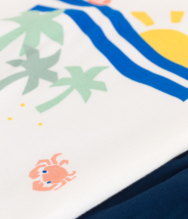 Pijama corto infantil de algod&oacute;n blanco/multicolor