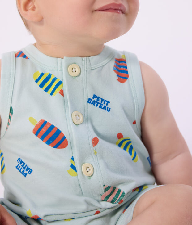 Pelele corto de algod&oacute;n con estampado de helados para beb&eacute; azul/multicolor