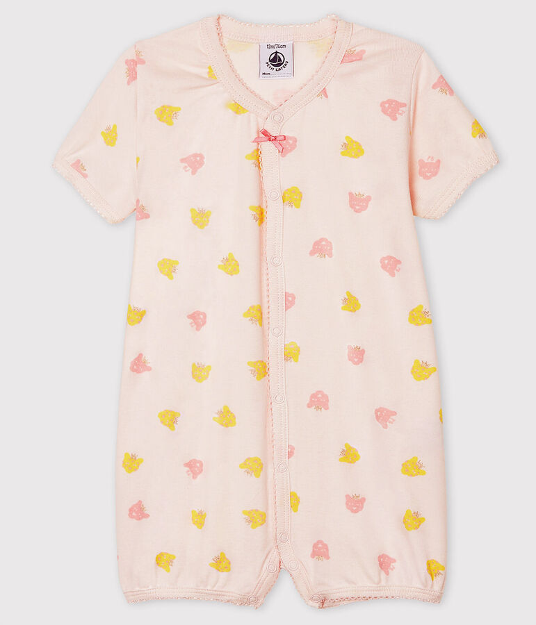 Pelele corto de punto para beb&eacute; de ni&ntilde;a rosa/multicolor