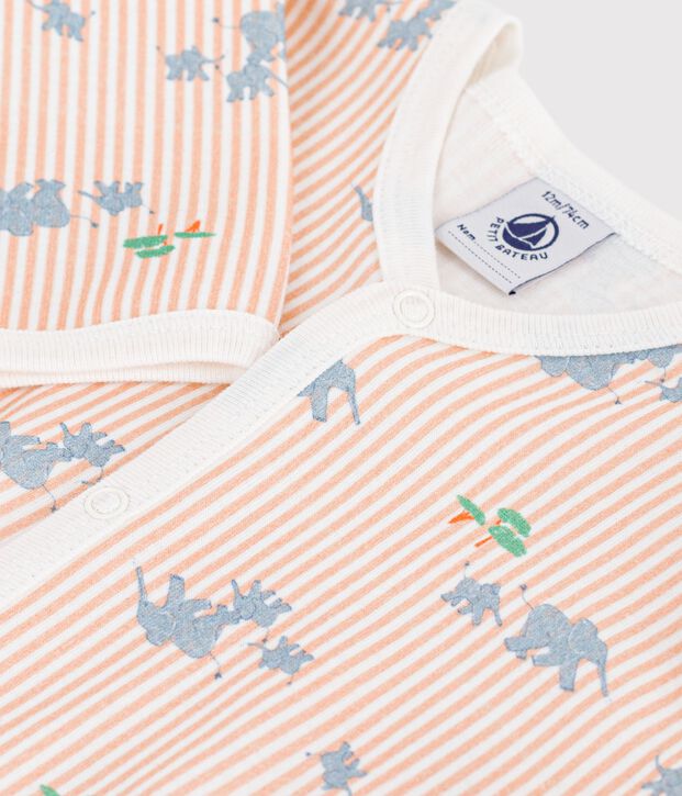 Pijama sin pies de algod&oacute;n con estampado de elefantes para beb&eacute; blanco/multicolor