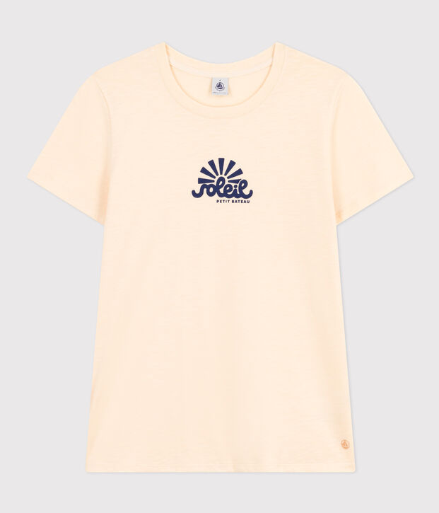 Camiseta La Recta de algod&oacute;n con cuello redondo para mujer crudo