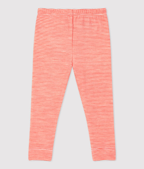 Leggings de lana y algodón de bebé. naranja OURSIN/blanco MARSHMALLOW