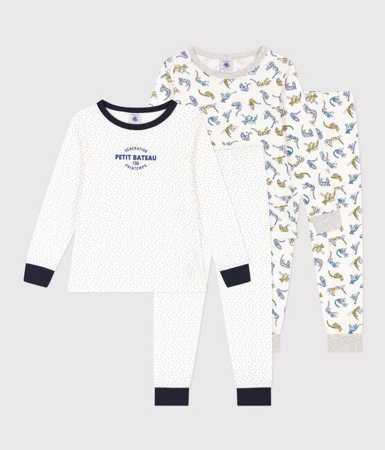 Juego de 2 pijamas de algodón con estrellas y felino para niño/niña variante 1