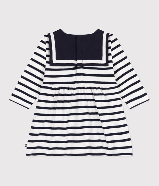 Vestido marinero de algodón grueso de manga larga para bebé blanco MARSHMALLOW/azul SMOKING