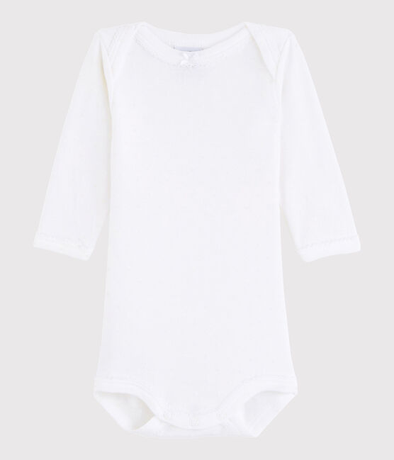 Bodi de manga larga de bebé niña blanco Ecume