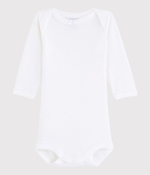 Bodi de manga larga de beb&eacute; ni&ntilde;a blanco Ecume