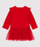 Vestido de muletón y tul de bebé. rojo TERKUIT