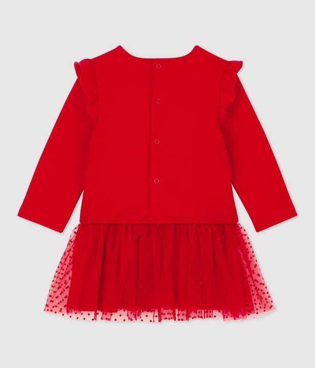 Vestido de mulet&oacute;n y tul de beb&eacute;. rojo