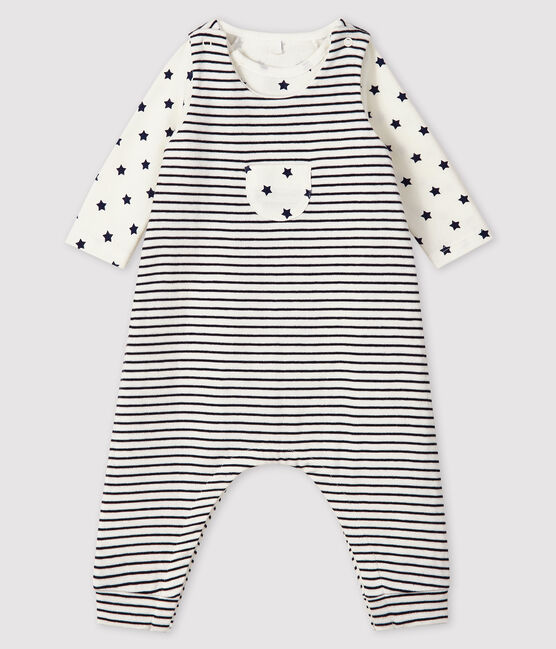 Conjunto de 2 piezas para bebé de túbico blanco MARSHMALLOW/azul SMOKING