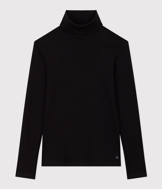 Camiseta Iconique de algodón con cuello alto para mujer negro BLACK