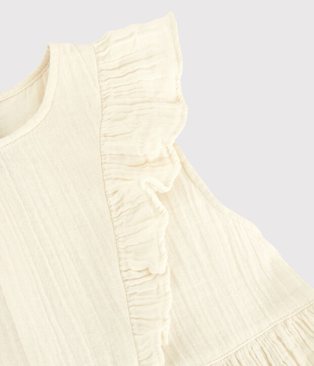 Vestido de gasa de algod&oacute;n org&aacute;nico para ni&ntilde;a blanco