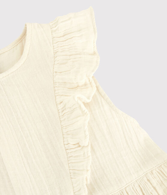 Vestido de gasa de algodón orgánico para niña blanco MARSHMALLOW