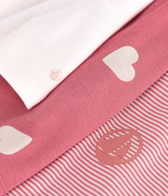 Conjunto de dos piezas de algodón con cárdigan liso y vestido estampado para bebé rosa ROSEWOOD/ MULTICO