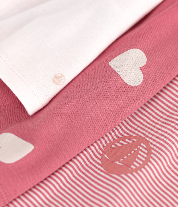 Conjunto de dos piezas de algod&oacute;n con c&aacute;rdigan liso y vestido estampado para beb&eacute; rosa/multicolor