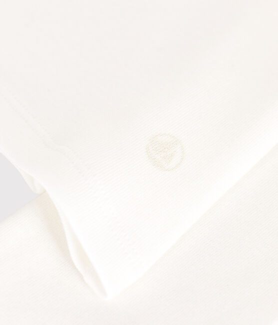 Camiseta Iconique de manga larga de algodón liso para mujer con cuello en V blanco ECUME