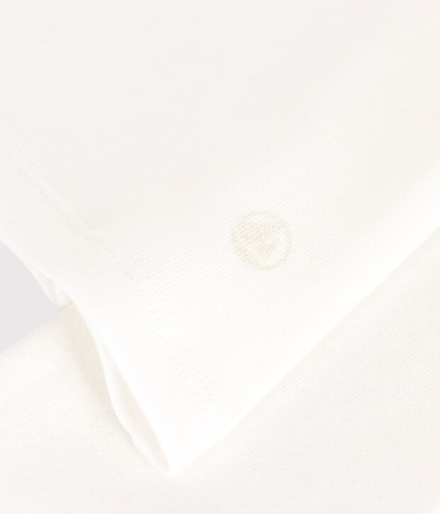 Camiseta Iconique de manga larga de algod&oacute;n liso para mujer con cuello en V blanco