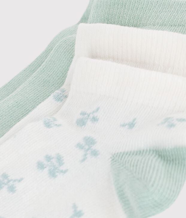 2 pares de calcetines de algod&oacute;n con estampado de flores para ni&ntilde;a multicolor
