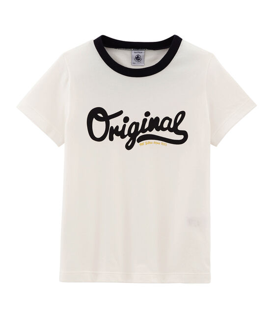Camiseta manga corta infantil para niño blanco MARSHMALLOW