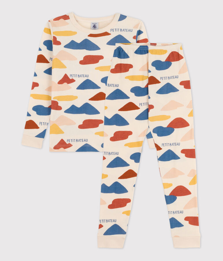 Pijama snugfit de algod&oacute;n de ni&ntilde;a / ni&ntilde;o crudo/multicolor