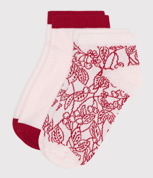 2 pares de calcetines de algod&oacute;n con estampado de flores para ni&ntilde;a multicolor