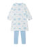 Camisón de terciopelo estampado con legging a juego blanco LAIT/azul BLEU/ MULTICO