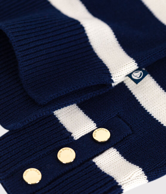 Jersey de cuello alto de lana y algodón a rayas para mujer azul SOIR/ MARSHMALLOW
