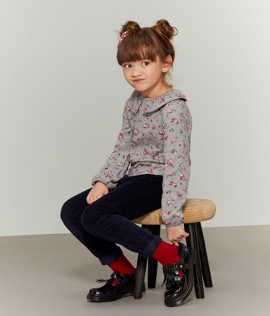 Camiseta de manga larga para niña gris BELUGA/blanco MULTICO