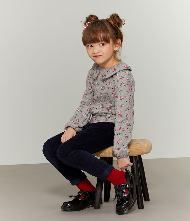 Camiseta de manga larga para ni&ntilde;a gris BELUGA/blanco MULTICO