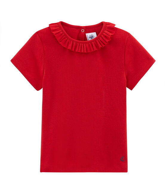 Camiseta manga corta infantil para niña rojo TERKUIT