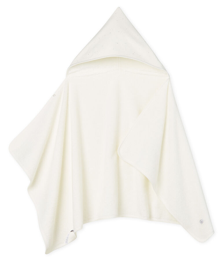 Capa de ba&ntilde;o de rizo para beb&eacute; blanco