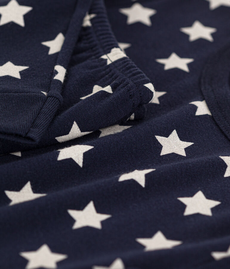 Pijama de algod&oacute;n ajustado con estrellas para ni&ntilde;o/ni&ntilde;a azul SMOKING/blanco MARSHMALLOW