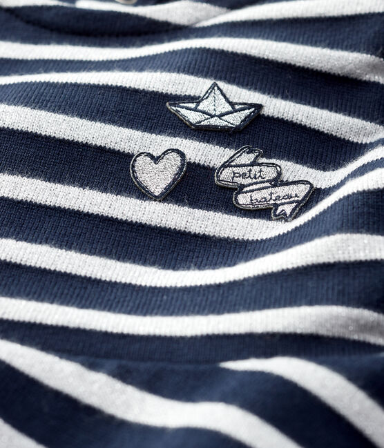 Vestido de muletón de bebé. azul SMOKING/ MARSHMALLOW ARGENT BRILLANT