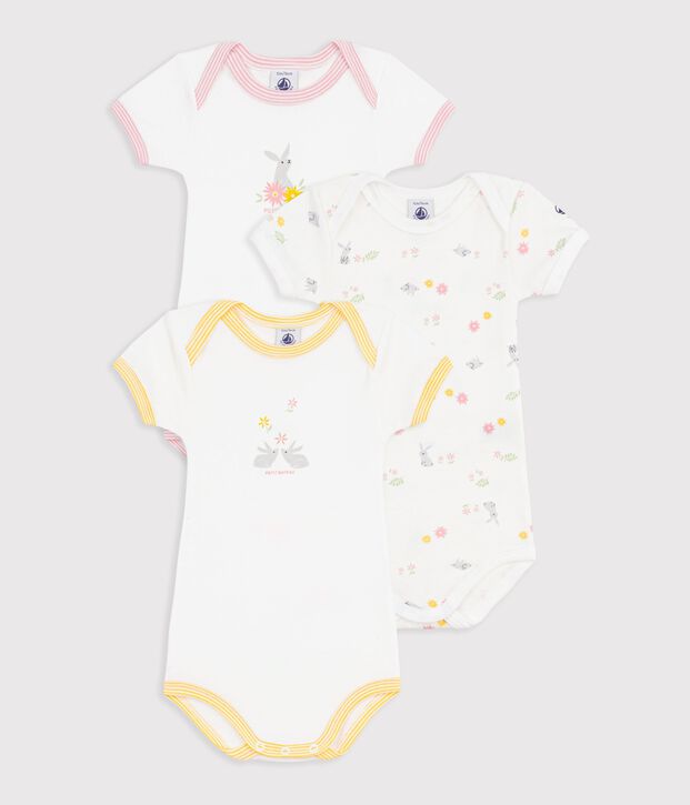 Lot de 3 bodies manches courtes en coton multicolor