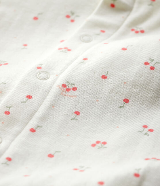 Bodyjama de cerezas de tejido tubular de algodón ecológico de bebé blanco MARSHMALLOW/blanco MULTICO